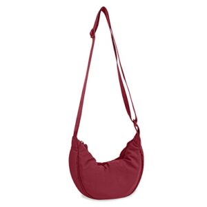 Bolsa tiracolo de nylon, crescente, bolsas masculinas e femininas modernas, bolsa transversal pequena, estilo Hobo, Vinho tinto, Small (Vinhos)