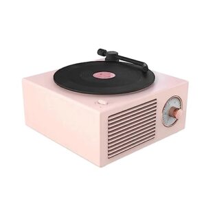 Toca-discos de Vinil Mesa Giratória Clássica USB Alto-falante Portátil Vintage Aprimoramento de Graves Alto Sem Fio Mini Leitor de Música de Viagem,Pink,10.5 * 11.2 * 5.7cm (CDs)