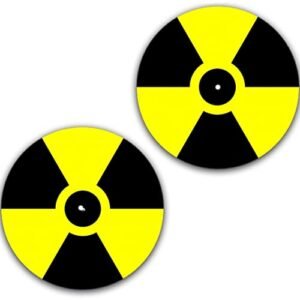 Um par BioHazard #1 Memorabilia de vinil 18 cm tapete deslizante portablismo toca-discos tapete de DJ pad x2 (Equipamentos)