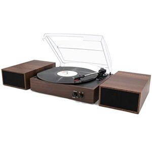 LP&No.1 Sistema de alta fidelidade para toca-discos Bluetooth com alto-falantes de prateleira, toca-discos vintage de 3 velocidades com reprodução sem fio e parada automática e entrada Bluetooth, (Equipamentos)