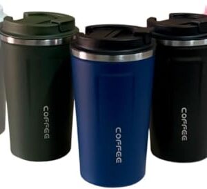Copo Térmico 510ml Inox com Tampa Vedada | Isolamento a Vácuo | Anti-Vazamento | Mantém Bebidas Quentes e Frias | Ideal para Café, Chá e Cerveja (Azul) (Cervejas)