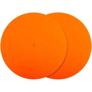 CRASPIRE 2 peças, tapete para toca-discos de feltro, 29 cm, laranja, antiderrapante, antiestática, plano, redondo, protetor de lã, vinil, toca-discos para reduzir o ruído, suporte de som acústico (Equipamentos)