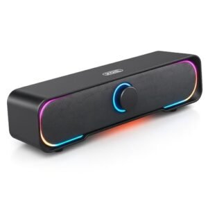 Caixa de Som Gamer Knup com Fio LED RGB – Soundbar PC USB Estéreo, Som TV Soundbar para Computador, Notebook e Televisão, Áudio Potente, Design Moderno e Compatibilidade Universal (Equipamentos)