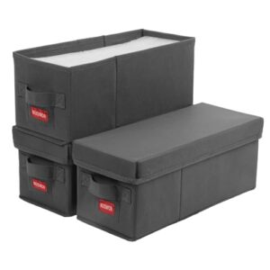 NUSWOR Caixa de armazenamento de CD premium – Caixa organizadora de CD empilhável com tampa – Comporta 105 caixas de joias – 36,5 x 14 x 16 cm – Pacote com 3 – Cinza (CDs)