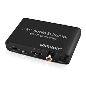 SOUTHSKY Conversor Dac de 192Khz, Extrator de Áudio do Arco Hdmi para Spdif Coaxial 3.5Mm L/R Soundbar, Digital Ao Adaptador Analógico L/R Rca, Controle de Volume Cec (Equipamentos)