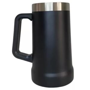 Caneca Térmica Inox de Cerveja, Copo Térmico Dupla Camada, 709ml, para Bebidas Geladas e Chopp (Preto) (Cervejas)