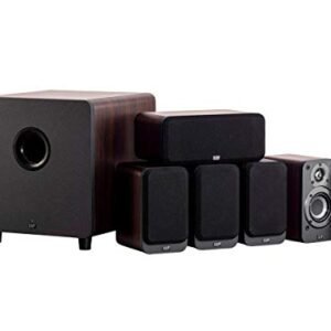 Monoprice Sistema de Home Theater HT-35 Premium 5.1 canais - Expresso, com subwoofer alimentado, grades de alto-falante de baixo perfil, opção de montagem segura, SaddleBrown (139358) (Equipamentos)