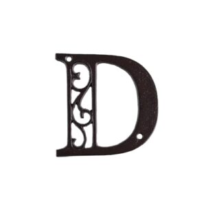 Cobata 1 letra de casa - carta de endereço vazada de ferro fundido elegante - letra decorativa de 11 cm de altura/letra D (CDs)