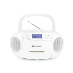 Emerson - Caixa de CD portátil com rádio Am/FM, branca (CDs)
