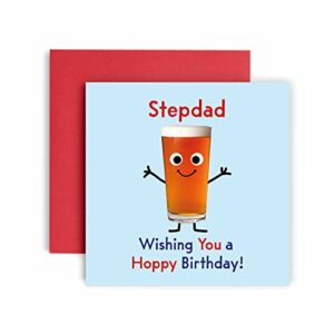 Huxters Cartões de aniversário para homens - Have a Hoppy Birthday Stepdad Birthday Card for him - Cartão engraçado do dia dos pais para padrasto divertido cerveja feliz aniversário - 14,8 cm (Cervejas)