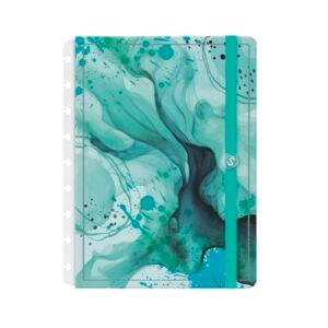 Capa e Contracapa Iscool Disc Para Caderno M Lírico Abstrato Aquarela Turquesa (Discos de Vinil)