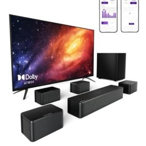 ULTIMEA Soundbar 7.1 Canal com Dolby Atmos, Sistema Home Theater 3D Surround, Controle por App, Subwoofer Sem Fio e 4 Alto-Falantes com Cabo, 460W, Bluetooth 5.3, 6 Modos EQ, Poseidon D80 (Equipamentos)