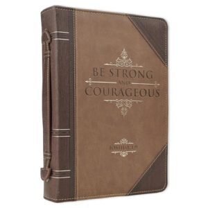 Bible Cover Classic Brown Two-tone Strong & Courageous Josh. 1:9 (CDs)