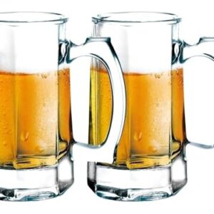 Jogo com 2 Canecas para Chopp e Cerveja em Vidro 400 ml – Copos Resistentes e Elegantes para Bar, Festa e Churrasco (Cervejas)