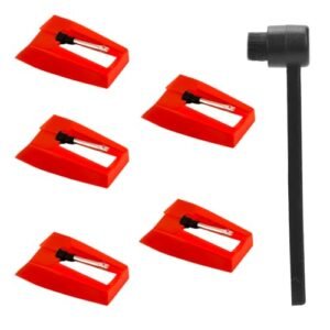 5 agulhas para toca-discos, reposição para toca-discos com escova de limpeza para toca-discos Victrola, 1byone, Crosley, ION, Jensen LP, toca-discos de vinil (Equipamentos)