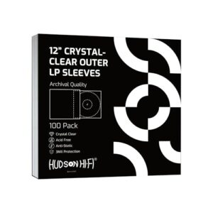 Hudson Hi-Fi Capas externas para discos de vinil – Pacote com 100 capas de disco de vinil transparente premium – Proteja seus álbuns LP de arranhões, sujeira e poeira – Capa de disco externa sem ácido (CDs)