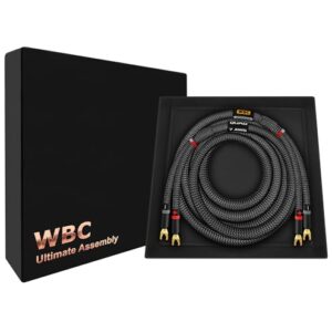 WORLDS BEST CABLES 10 pés Ultimate - 7 AWG - Ultra-Pure OFC - Cabo de alto-falante audiófilo HiFi premium para canal central com plugues de pá Eminence e revestimento de tweed de carbono (Equipamentos)