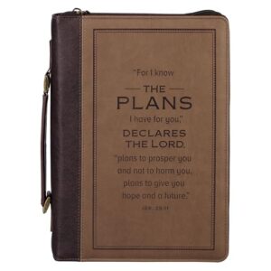 Bible Cover Classic Brown Two-tone I Know the Plans Jer. 29:11 - Christian Art Gifts (CDs)