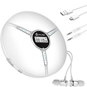KLIM Discman - Leitor de CD portátil com bateria integrada, inclui fones de ouvido KLIM Fusion. Mini CD Players, pessoal, compatível com CD-R, CD-RW e MP3. CD Walkman. [Novo 2021] - Branco (CDs)