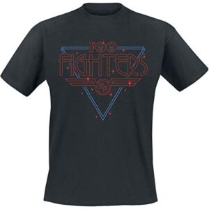 Foo Fighters Camiseta masculina preta preta com contorno de disco, Preto, M (CDs)