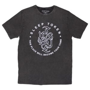 Camiseta Sleep Token Tomb Text Ring Stone Wash carvão, Carvão Ativado, XXG (CDs)