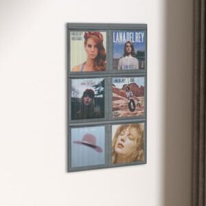 Casremee Suporte de parede para disco de vinil, tela de parede para discos de vinil de 30,5 cm até 6 álbuns, adesivo ou parafuso, armazenamento de tela à prova de poeira, prateleira de vinil para casa (Equipamentos)