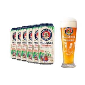 Kit 6 Cervejas Alemã Paulaner Weissbier München Lata 500ml + Copo Prost (Cervejas)