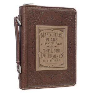 Bible Cover Classic Brown/Tan A Man's Heart Prov. 16:9 - Christian Art Gifts (CDs)