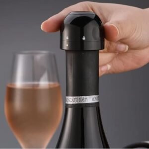 Tampa de Rolha a Vácuo para Vinho e Espumante – Vedação Hermética Reutilizável, Preta | Preserva Sabor e Aroma por Mais Tempo (Vinhos)