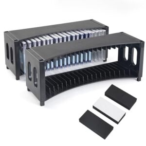 alavisxf xx Rack de armazenamento de CD, pacote com 2 organizadores empilháveis de CD ABS para armazenar 40 estojos finos de CD para joias, suporte organizador de CD para casa, escritório, sala de (CDs)