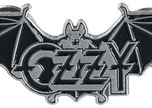 Ozzy Osbourne Emblema de pino logotipo do morcego do homem comum cinza oficial 4,5 cm x 1,5 cm tamanho único (CDs)