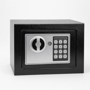 Cofre Digital Eletrônico com Teclado Numérico, Chaves de Segurança, Ideal para Casa, Escritório e Hotel (CDs)