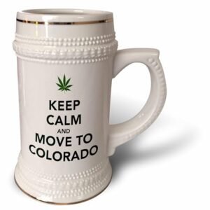 3dRose Keep calm and move to Colorado. – Caneca Stein, 530 ml, 650 ml, branca (Cervejas)