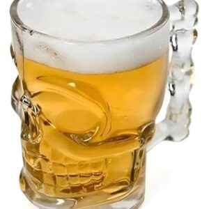 Caneca Caveira de Vidro 510 ml para Chopp e Cerveja – Design Temático, Resistente e Estiloso para Bar, Festa e Presente (Cervejas)