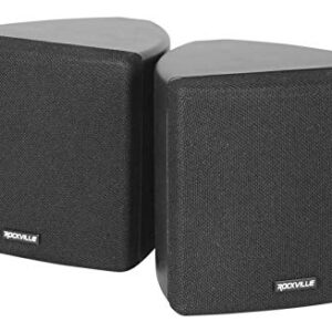Rockville Par de alto-falantes de parede Cube Black 30W RMS 8.9 cm Home Theater, 8 Ohm, suportes giratórios de 360 graus, áudio bidirecional verdadeiro, design compacto, para home theater e som (Equipamentos)