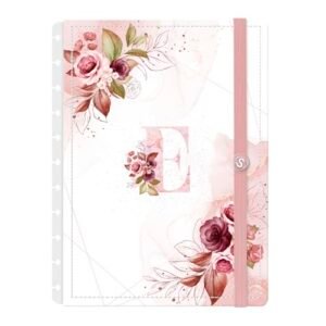 Capa e Contracapa Iscool Disc Para Caderno Monograma Floral Branco E Rosa Letra E (G (20 x 27,5 cm)) (Discos de Vinil)