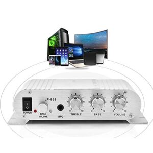 Wendry Amplificador De Áudio Estéreo, Mini Hi-Fi 2.1, Digital Profissional Para Uso Em Sua Operadora Ou Casa (Prata) (Equipamentos)