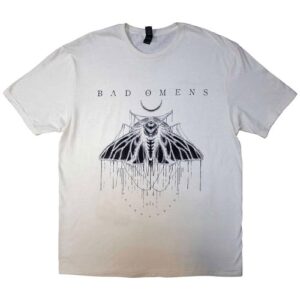 Rock Off officially licensed products Camiseta com logotipo Bad Omens Band Moth, Natural, M (CDs)