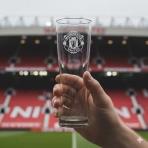Manchester United FC Slim Pint Glass Mono Crest Estilo Peroni (Cervejas)