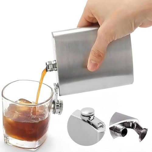 Cantil de Bolso em Aço Inoxidável, 160ml, Acabamento Escovado, Antivazamento e Resistente para Bebidas Alcoólicas Porta bebida Whisky Vodka PREMIUM (Bebidas)