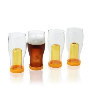 1500° C TABLETOP Copos de cerveja artesanais de parede dupla, 555 g, conjunto de 4, presente de copo de cerveja profissional para amantes, gelo clássico para homens bebendo (âmbar) (Cervejas)