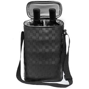 Bolsa Porta Vinho Wine Bag Case 2 Garrafas ou Tacas Espumante c/Alça Mala Couro Sintetico Preto (Vinhos)