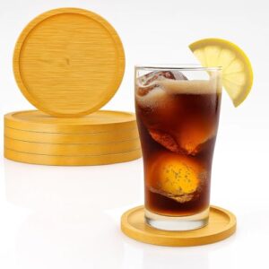 Suporte Porta Copos Redondo em Bambu 6 Peças 10cm Suporte Apoio de Mesa para Copos Xícaras Canecas Drinks Cerveja - Yab (Cervejas)