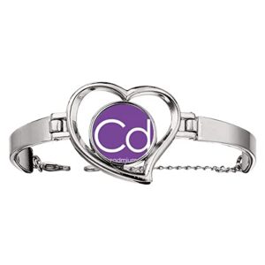 N/A N/A Bracelete Chestry Elements Period Table Transition Metals Cadum Cd Pulseira Coração Joias Fio Bangle, medium, metal (CDs)