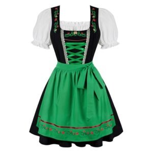 Zhitunemi Dirndl Vestidos femininos Oktoberfest fantasia feminina cerveja meninas vestidos alemães para roupa Oktoberfest, 33058verde, 3X-Large (Cervejas)