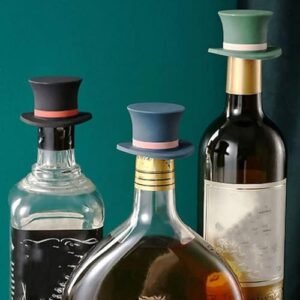 Pacote com 3 tampas de vinho em forma de chapéu de silicone – tampas de garrafa reutilizáveis para vinho, champanhe e cerveja, ferramentas ideais para bar de cozinha. (Vinhos)