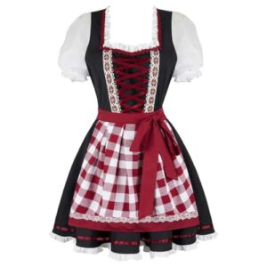 Oktoberfest Fantasia feminina alemã bávara cerveja menina Dirndl vestido Oktoberfest 32023A preto vermelho grande (Cervejas)