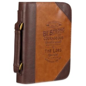 Bible Cover Classic Brown/Toffee Be Strong & Courageous Josh. 1:9 - Christian Art Gifts (CDs)