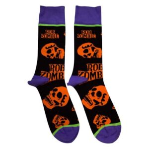 Rock Off officially licensed products Meias de tornozelo Rob Zombie Orange Skulls tamanho Reino Unido 7-11, preta, P, Preto, P (CDs)