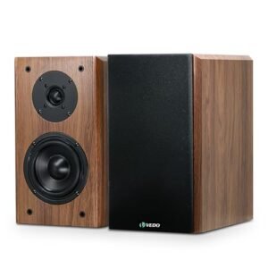 VEDO Caixas de som passivas de estante de 5,5 polegadas e 200 W, alto-falantes estéreo bidirecionais de alta frequência e médio alcance para sistemas de home theater, requer um amplificador (Equipamentos)